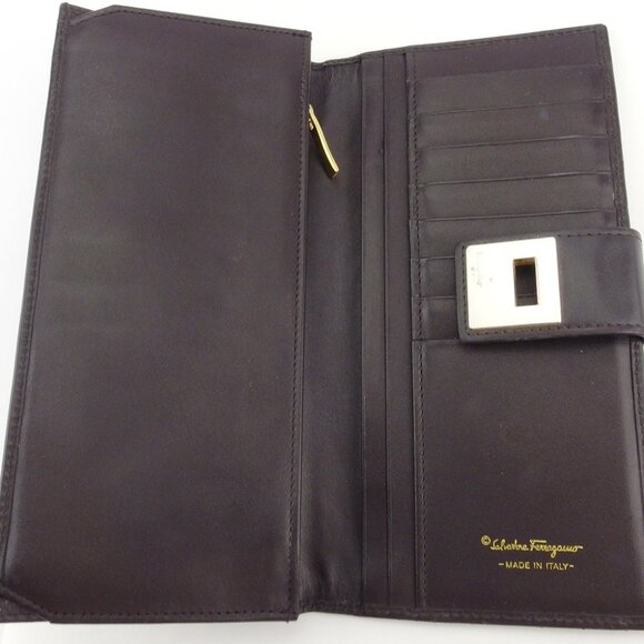 Salvatore Ferragamo Long Wallet Gantini Beige Canvas ?~ Leather USED L3109 - Picture 4 of 7